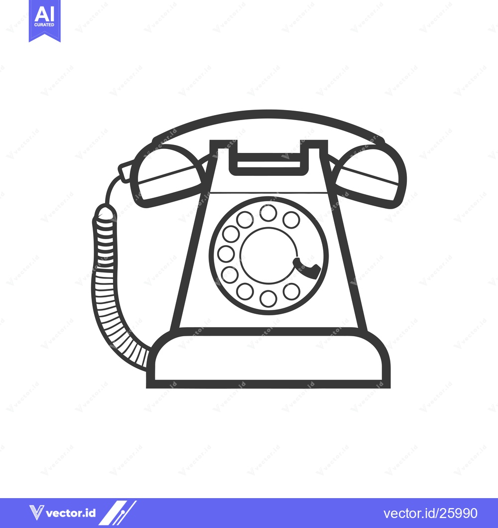 Premium Vector dari Black and White Outline Illustration of a Vintage Rotary Phone