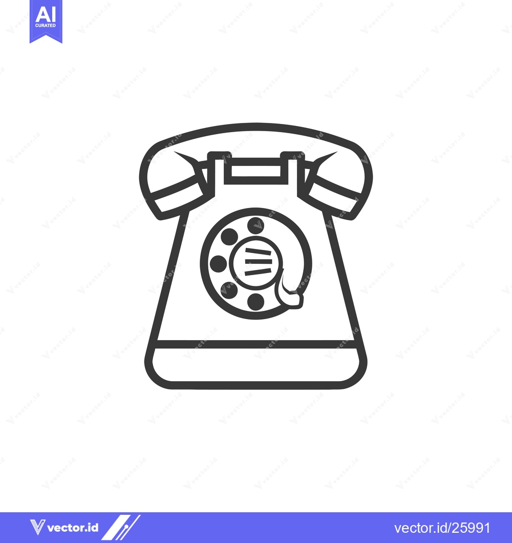 Premium Vector dari Black and white outline illustration of a vintage rotary phone
