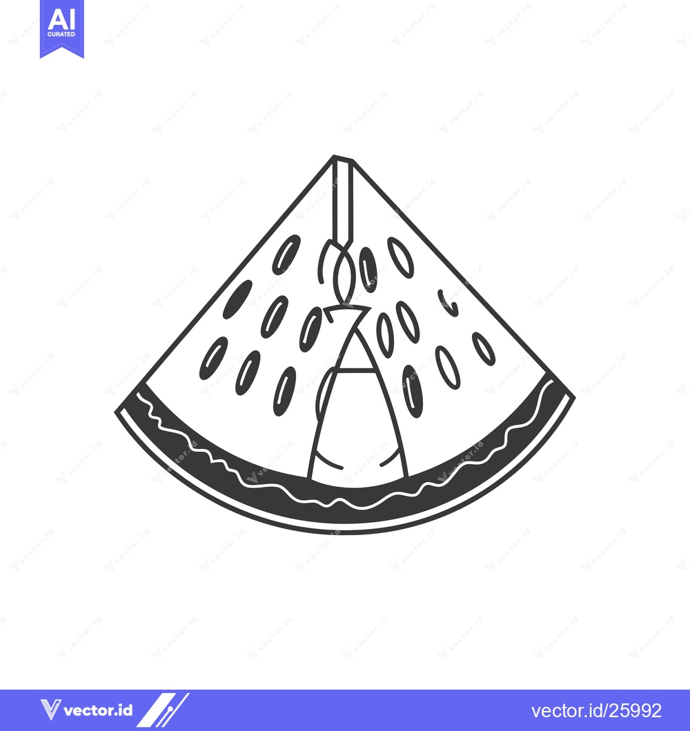 Premium Vector of Black and White Outline Illustration of a Watermelon Slice