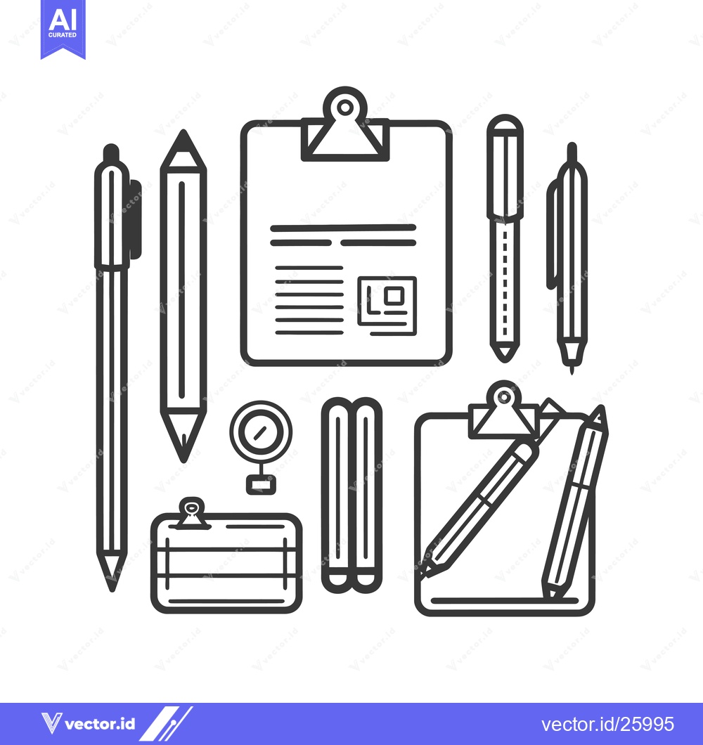 Premium Vector dari Black and White Outline Illustration of Various Writing and Drawing To