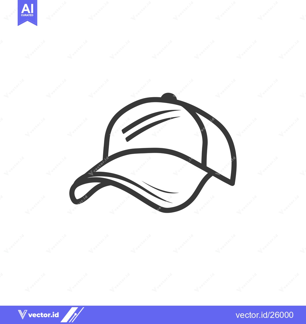 Premium Vector dari Black and White Outline of a Baseball Cap