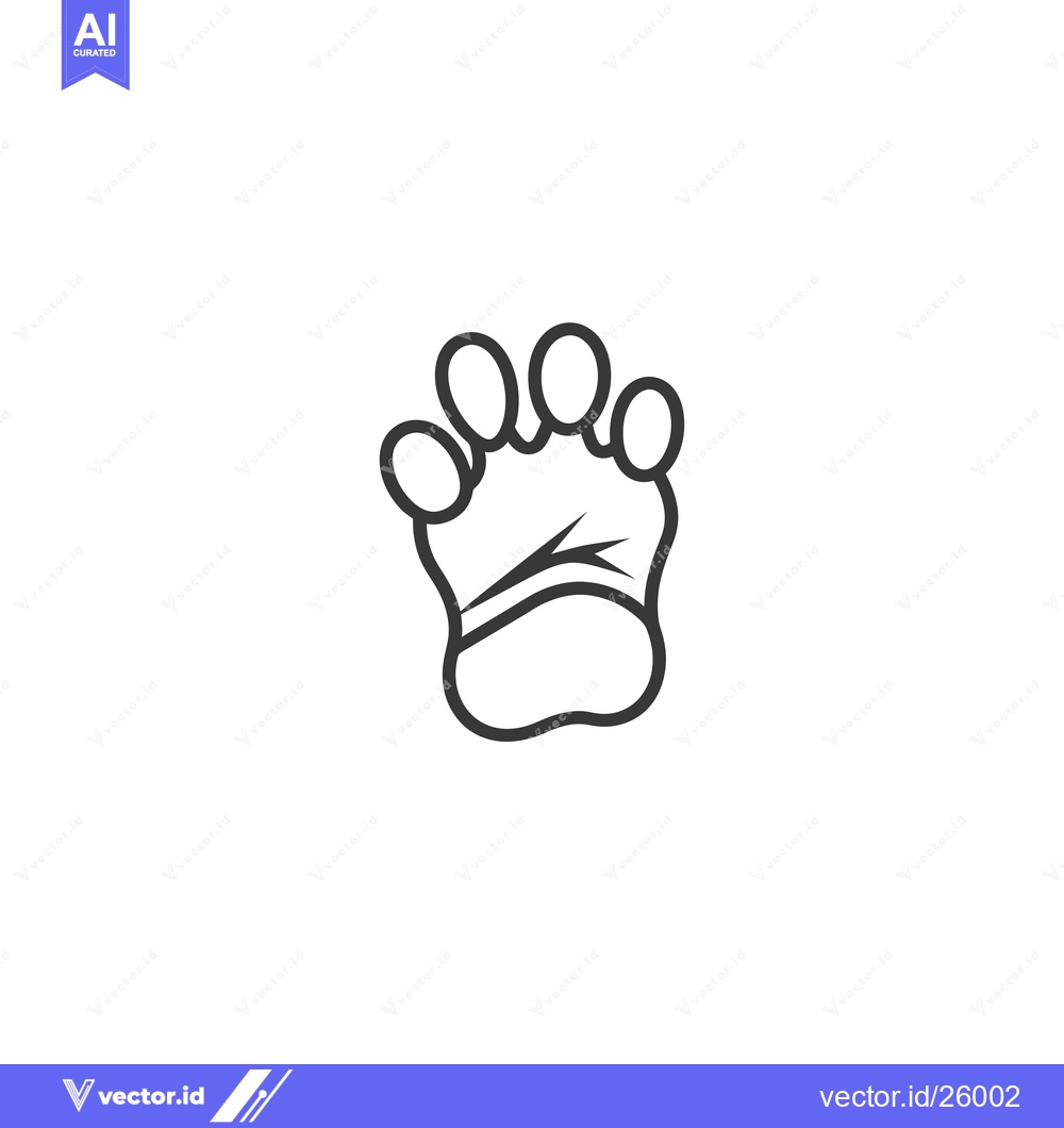 Premium Vector of Black and White Outline of a Bear Paw Print
