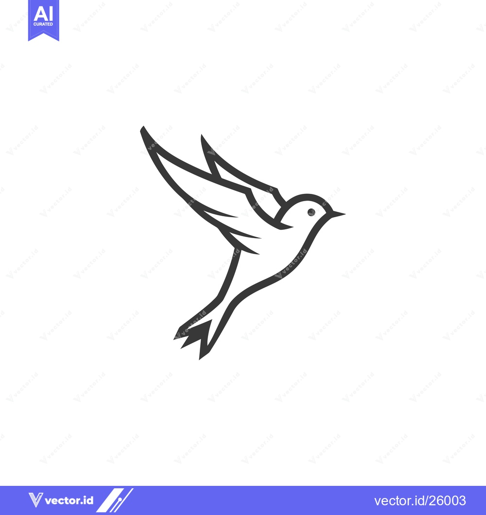 Premium Vector dari Black and White Outline of a Bird in Flight
