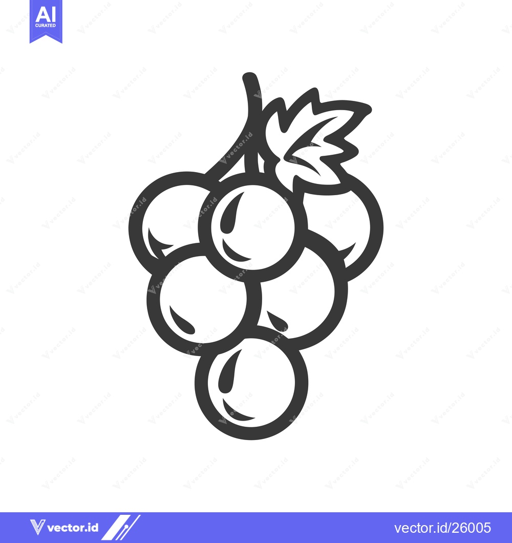 Premium Vector dari Black and White Outline of a Bunch of Grapes