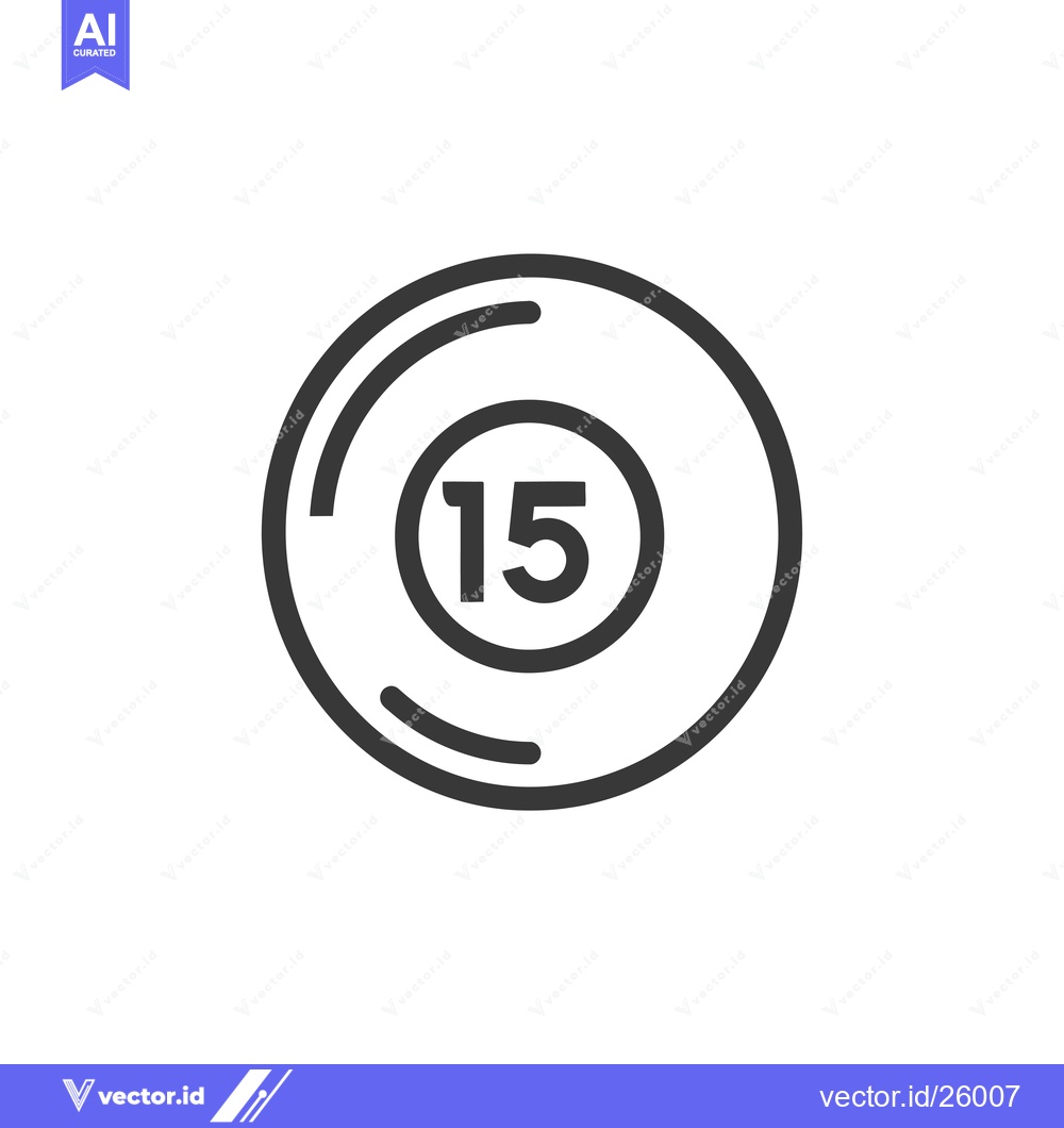 Premium Vector dari Black and white outline of a circle with the number 15 inside