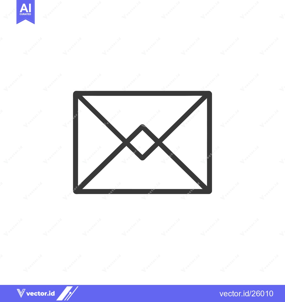 Premium Vector dari Black and white outline of a closed envelope