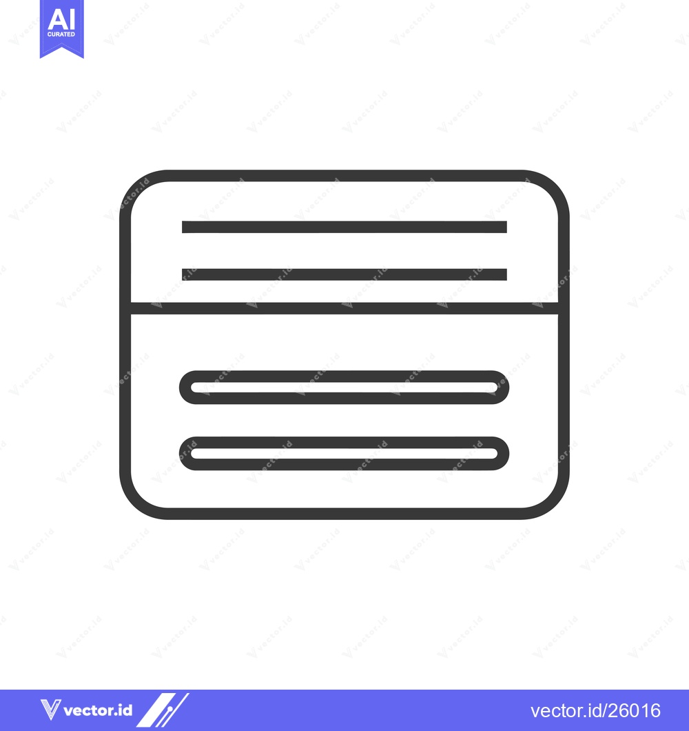 Premium Vector of Black and White Outline of a Credit Card with Three Lines