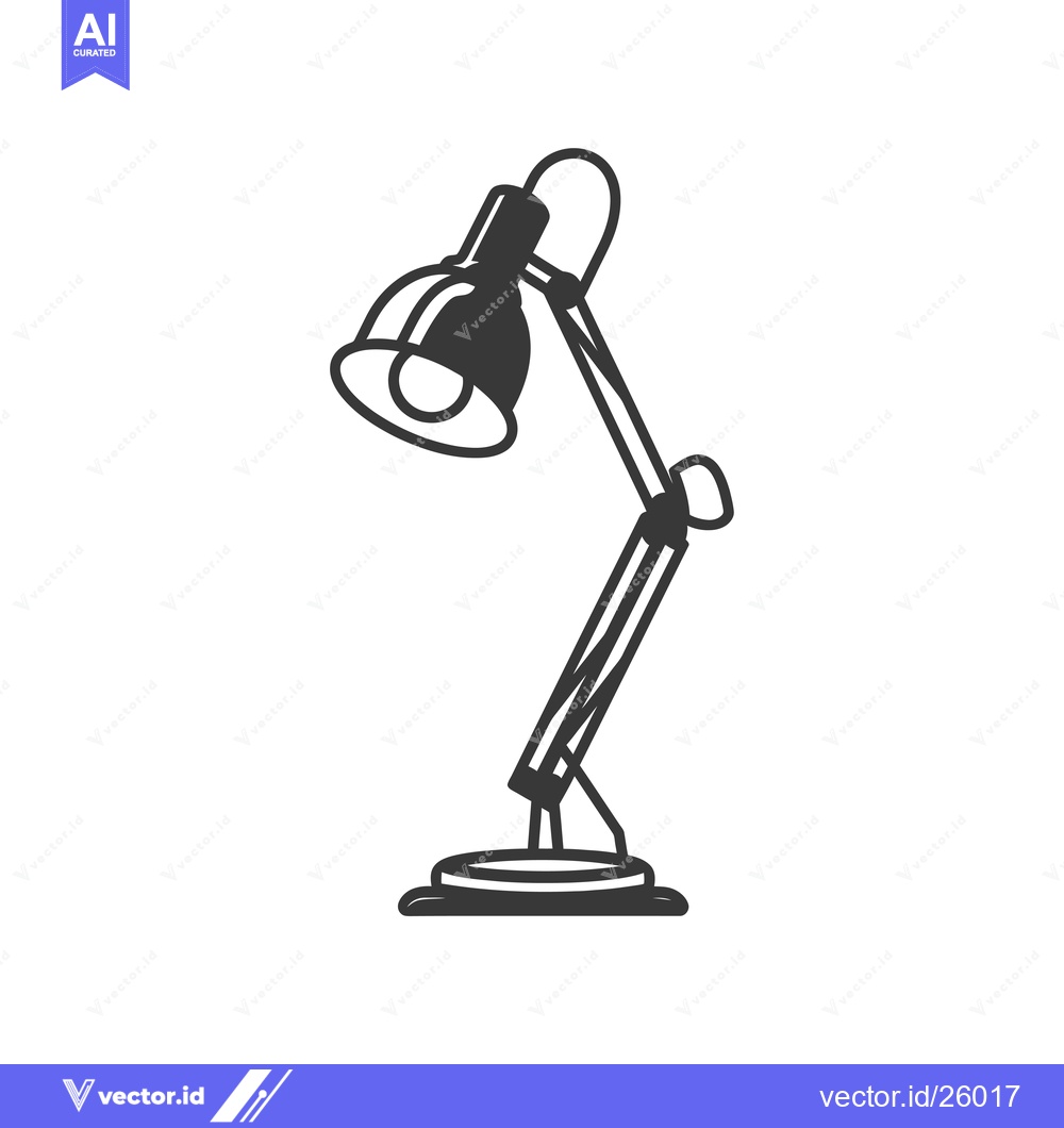 Premium Vector of Black and White Outline of a Desk Lamp