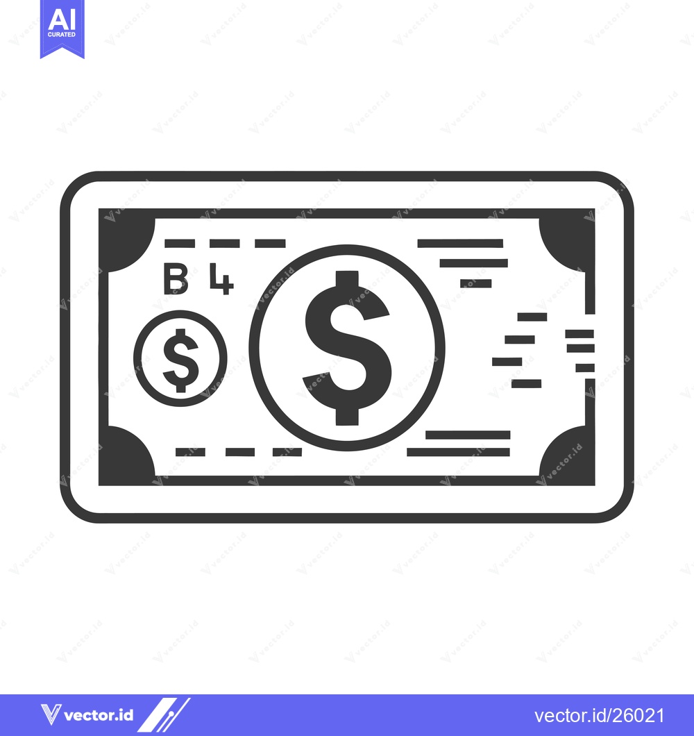 Premium Vector dari Black and White Outline of a Dollar Bill