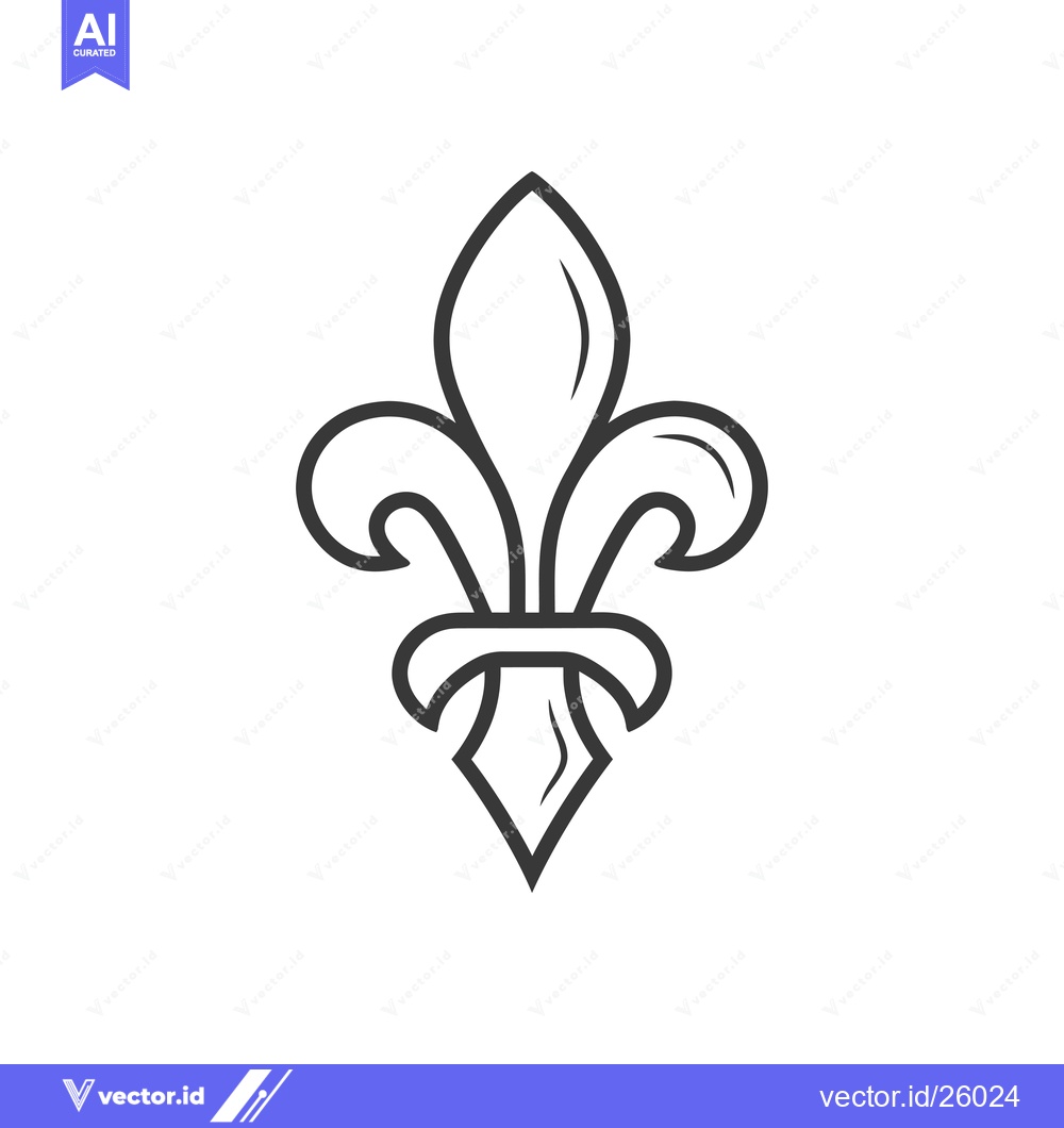 Premium Vector of Black and White Outline of a Fleur-de-lis