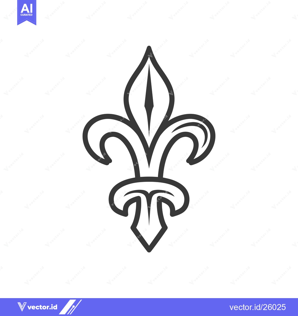 Premium Vector of Black and White Outline of a Fleur-de-lis