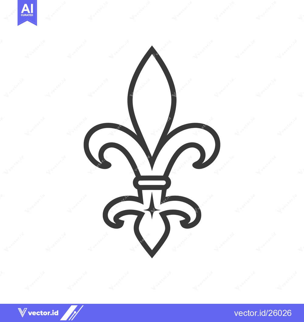Premium Vector dari Black and White Outline of a Fleur-de-lis