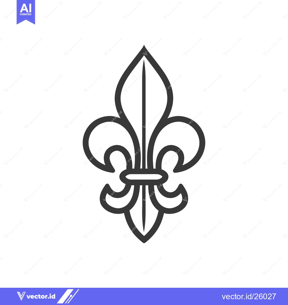 Premium Vector dari Black and white outline of a fleur-de-lis