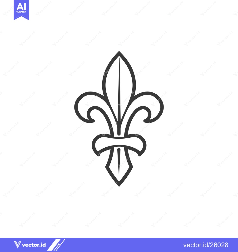 Premium Vector dari Black and White Outline of a Fleur-de-lis