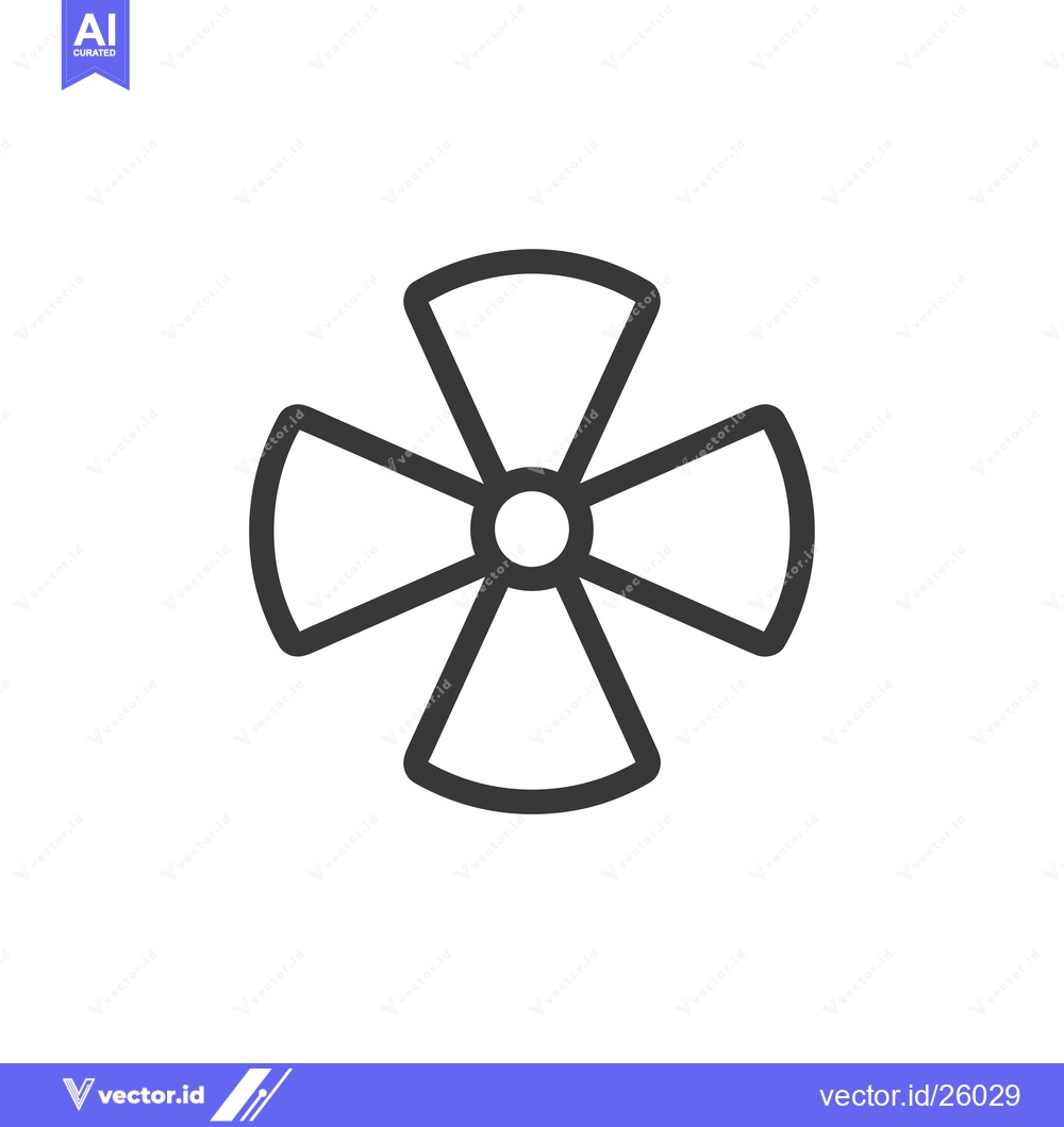 Premium Vector dari Black and white outline of a four-bladed fan icon
