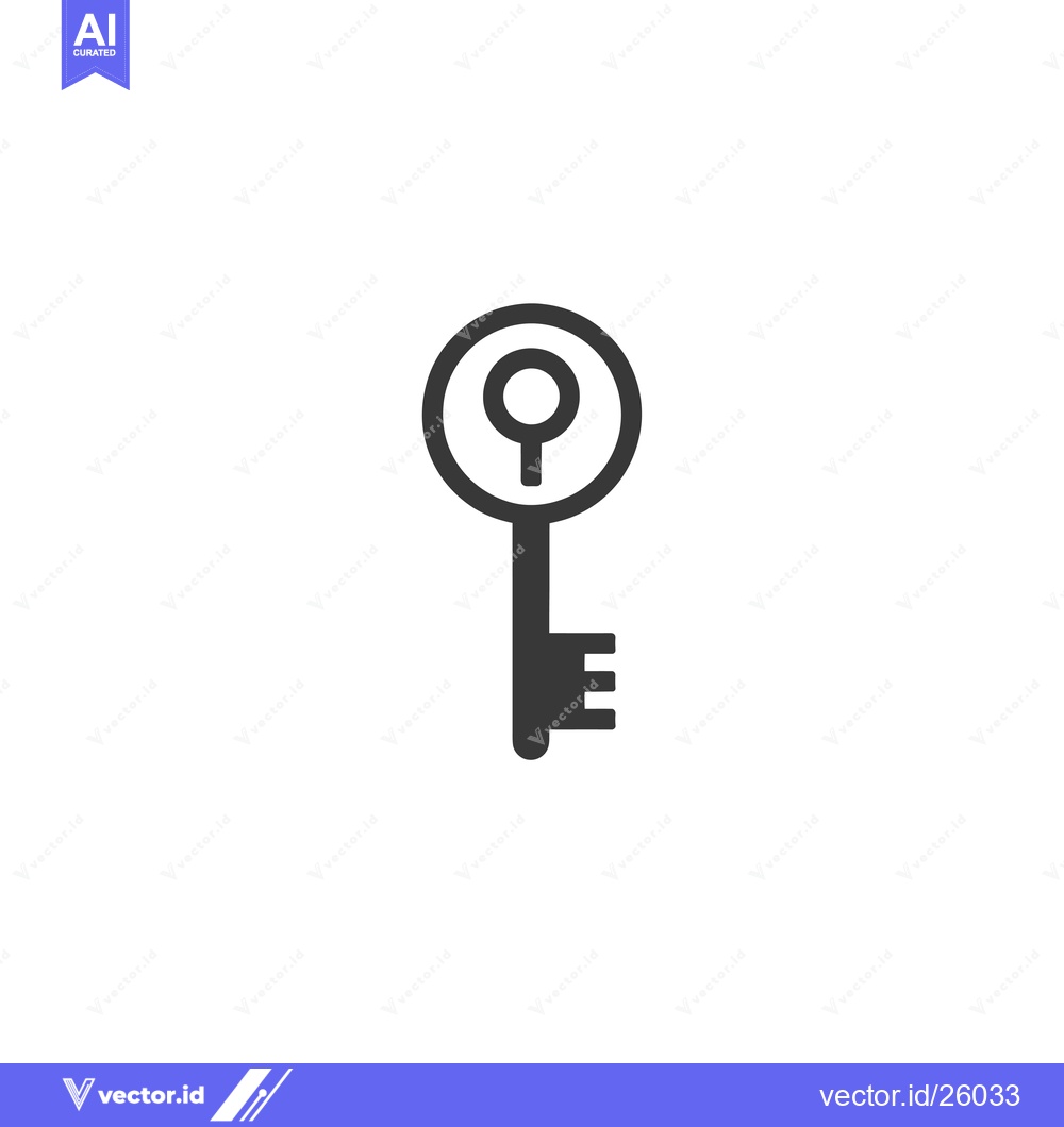 Premium Vector of Black and White Outline of a Key with a Circular Keyhole