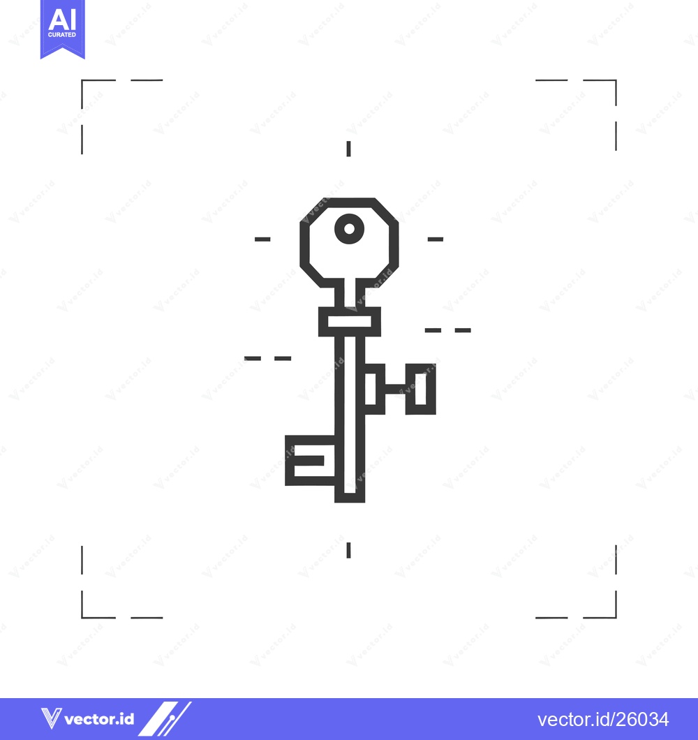 Premium Vector dari Black and white outline of a key with a square keyhole