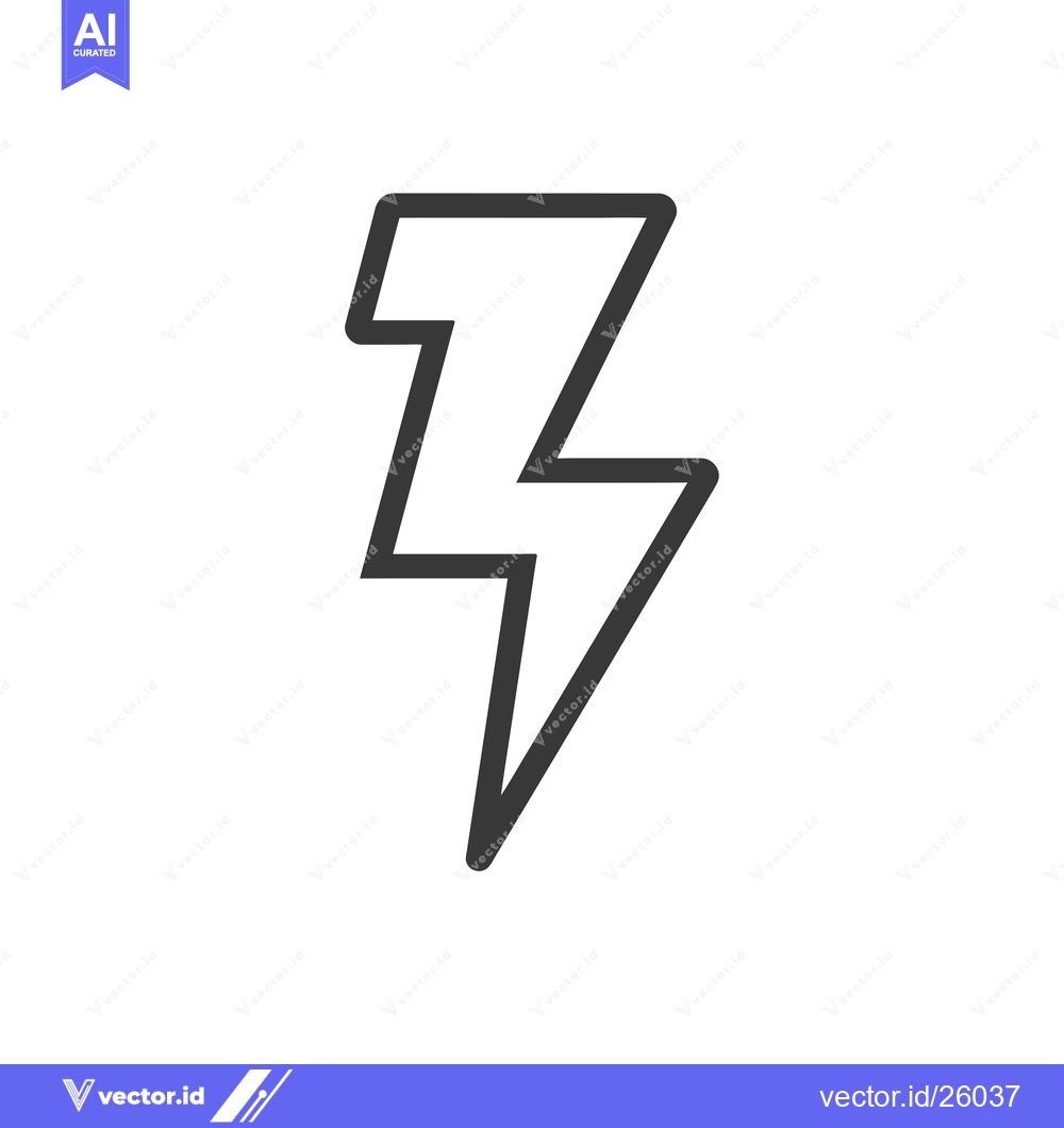 Premium Vector dari Black and White Outline of a Lightning Bolt