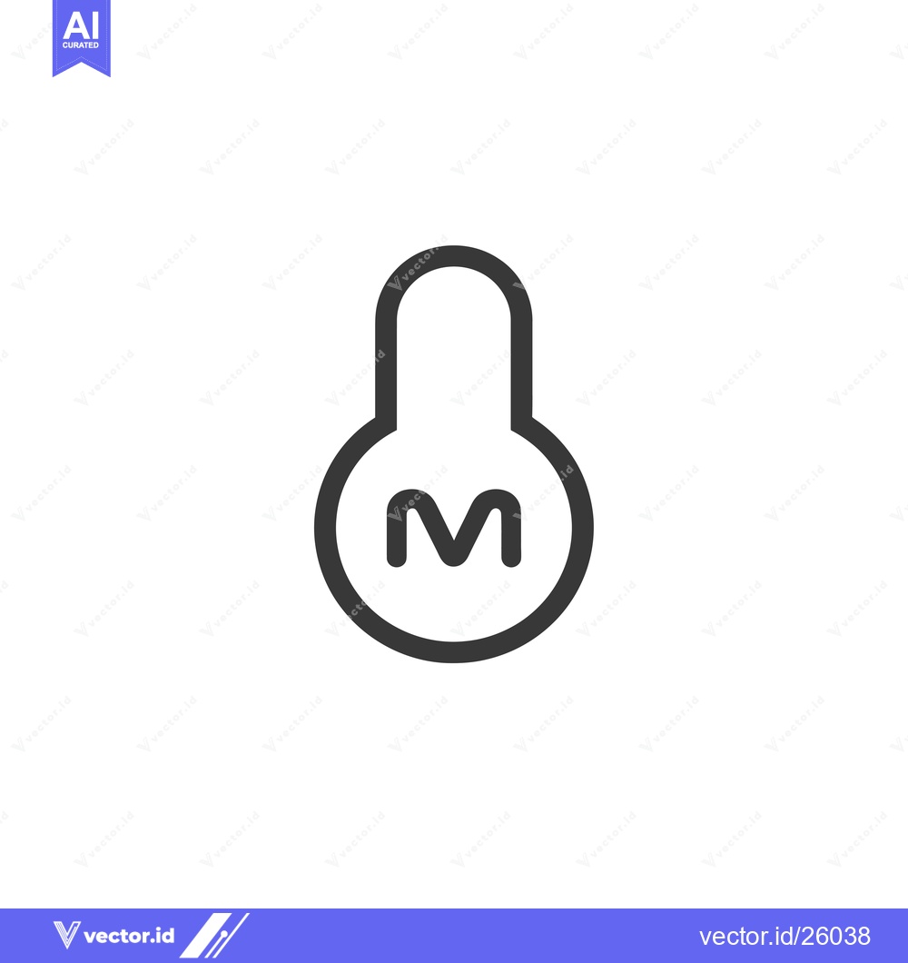 Premium Vector dari Black and White Outline of a Lock with the Letter M Inside