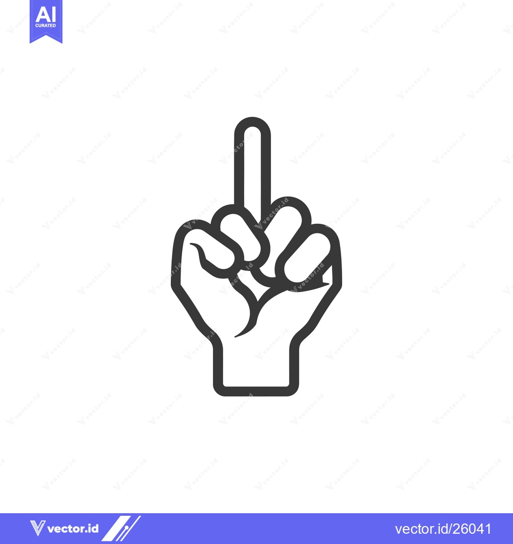Premium Vector dari Black and White Outline of a Middle Finger Gesture