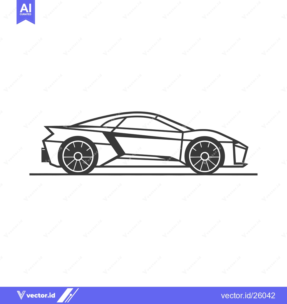Premium Vector of Black and White Outline of a Modern Sports Car