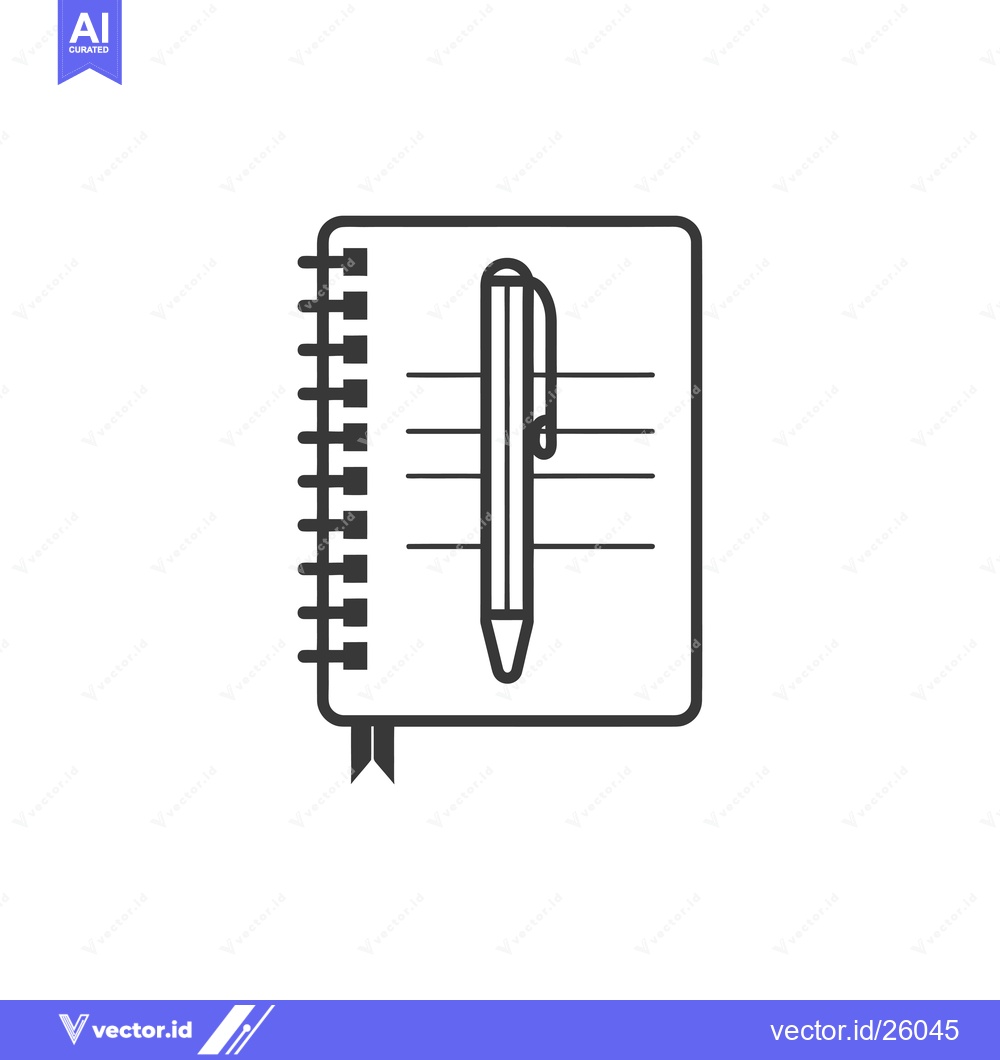 Premium Vector dari Black and White Outline of a Notepad and Pen