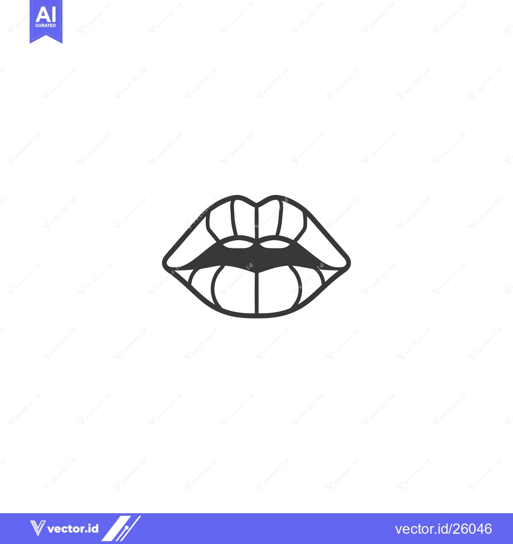 Premium Vector of Black and White Outline of a Pair of Lips