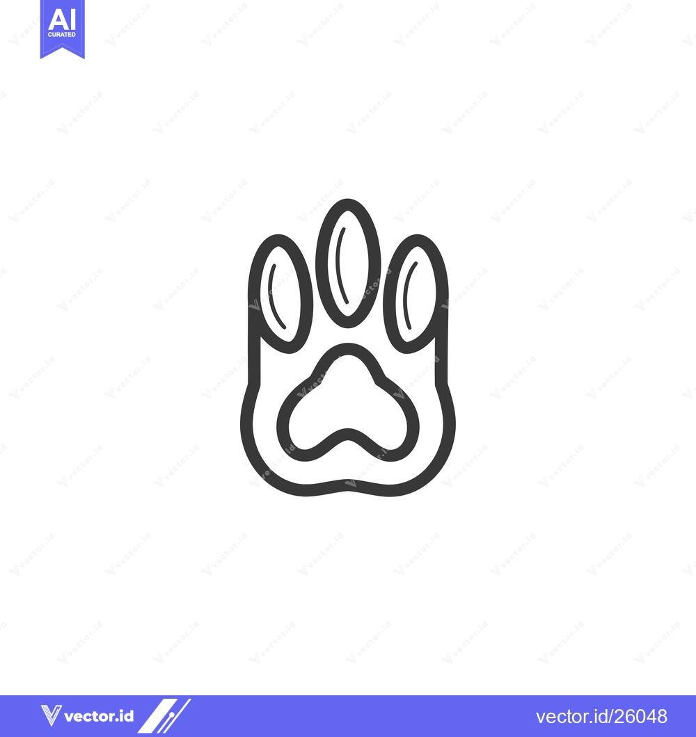Premium Vector dari Black and White Outline of a Paw Print