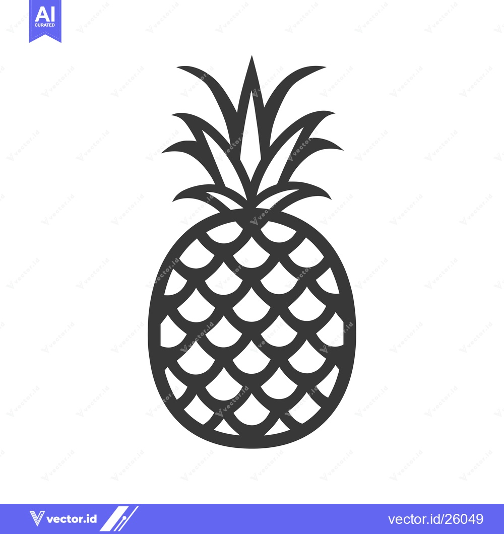 Premium Vector dari Black and White Outline of a Pineapple