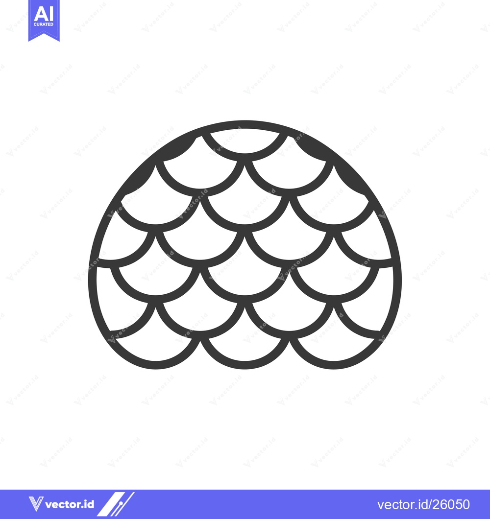 Premium Vector of Black and white outline of a pine cone with overlapping scales