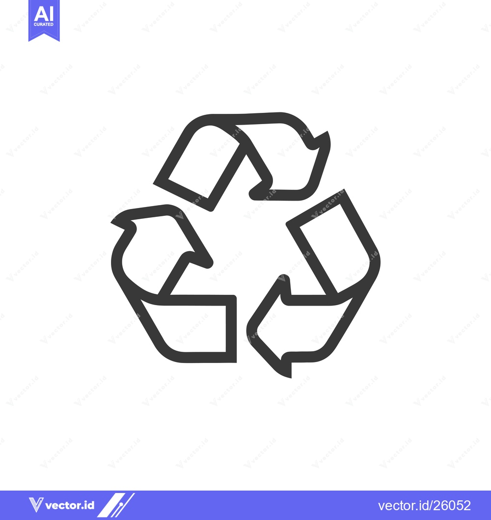 Premium Vector of Black and White Outline of a Recycle Symbol