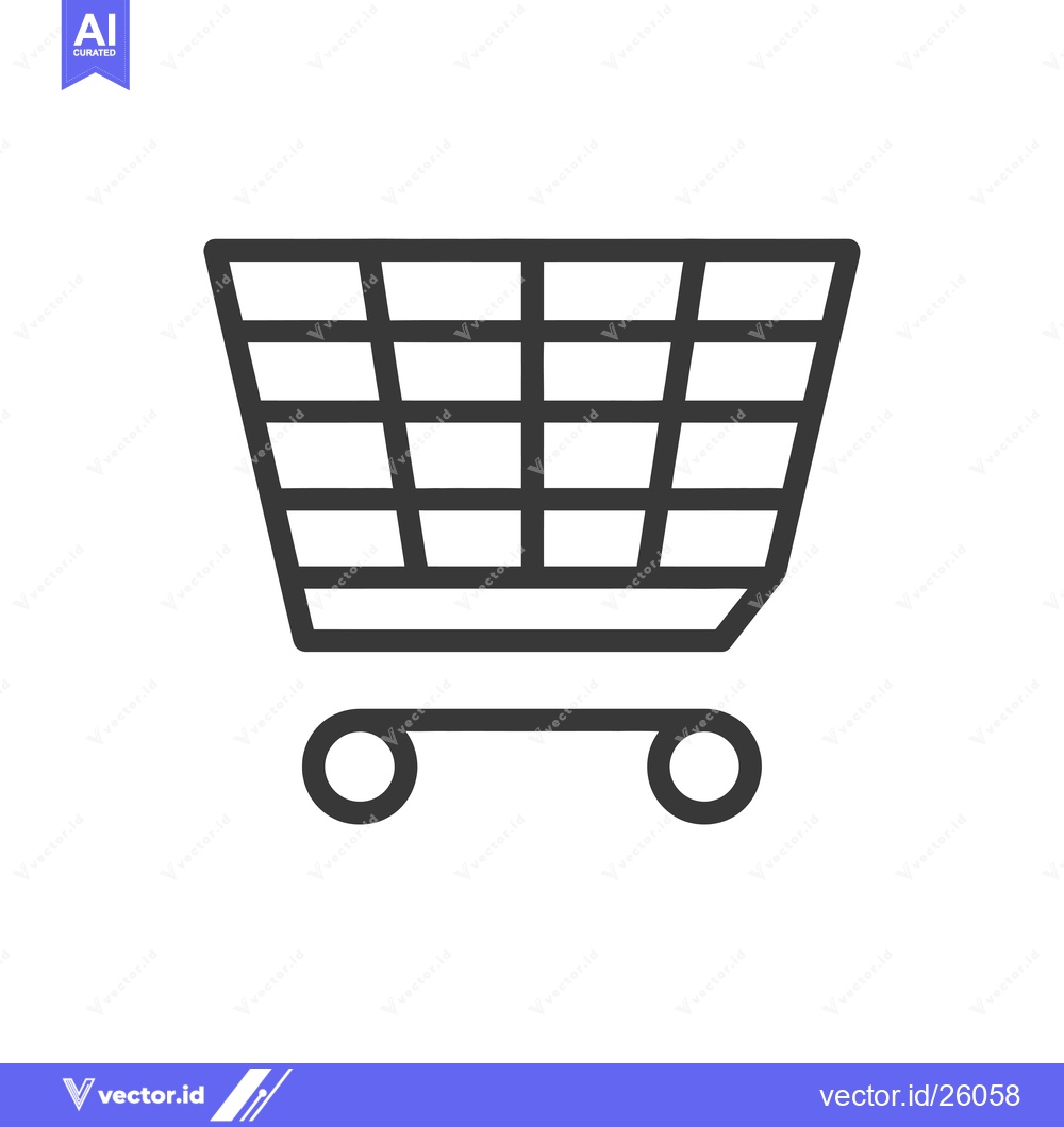 Premium Vector of Black and White Outline of a Shopping Cart