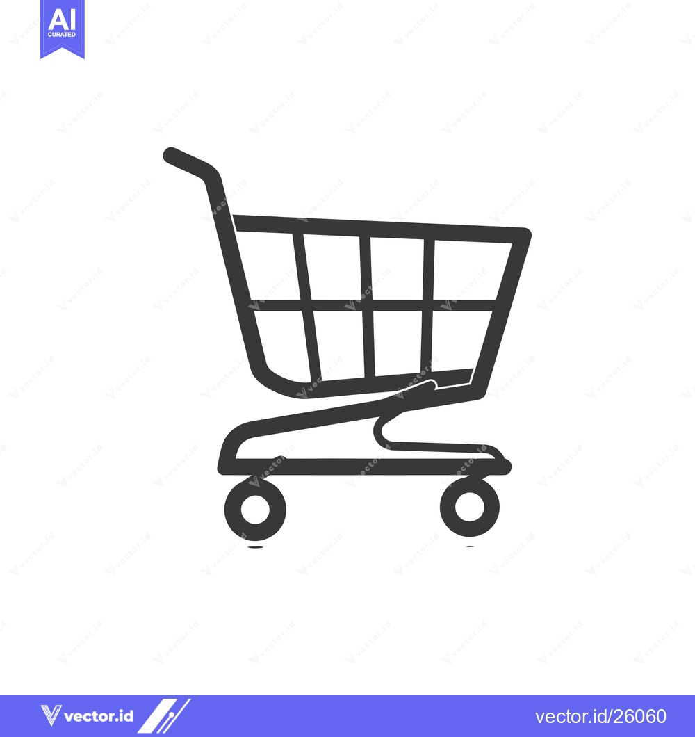 Premium Vector of Black and White Outline of a Shopping Cart with Two Wheels