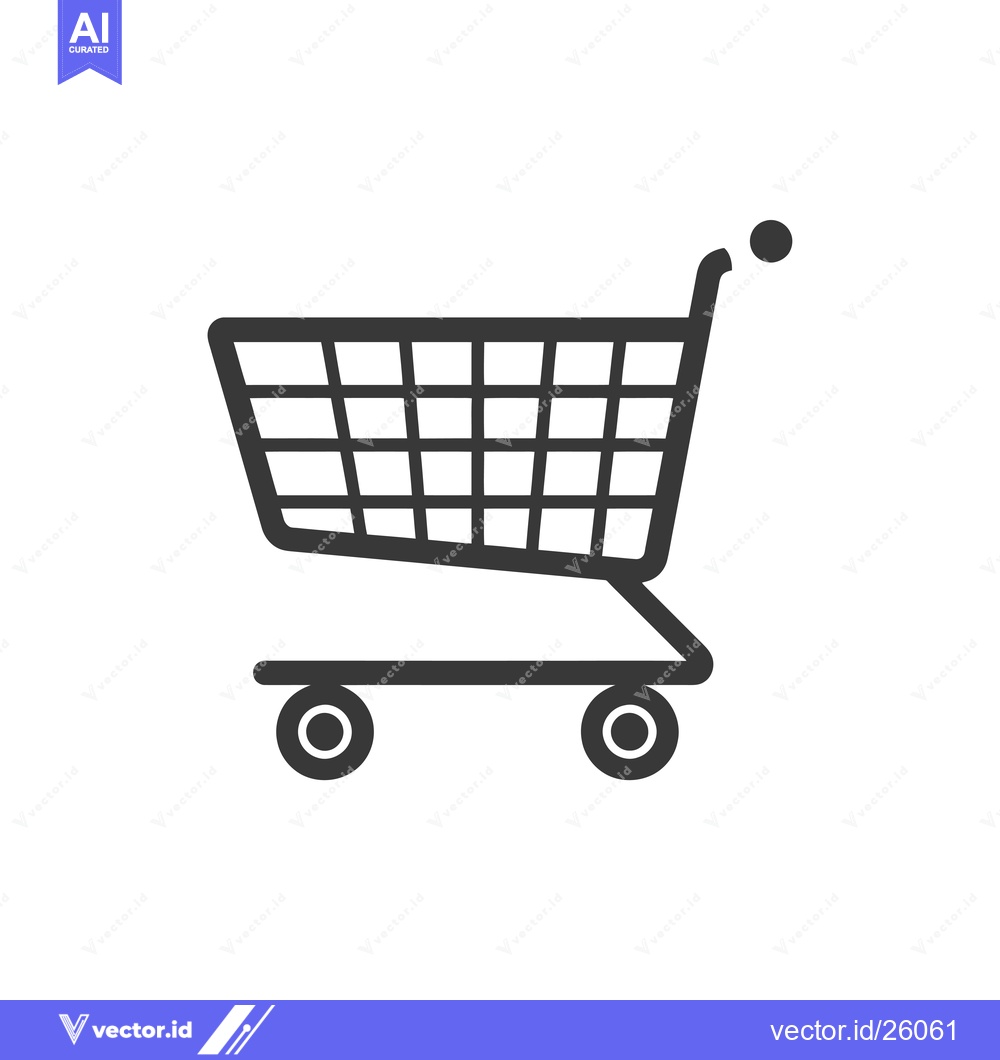 Premium Vector dari Black and White Outline of a Shopping Cart with Two Wheels