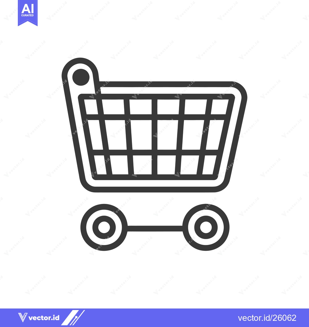 Premium Vector dari Black and white outline of a shopping cart with two wheels