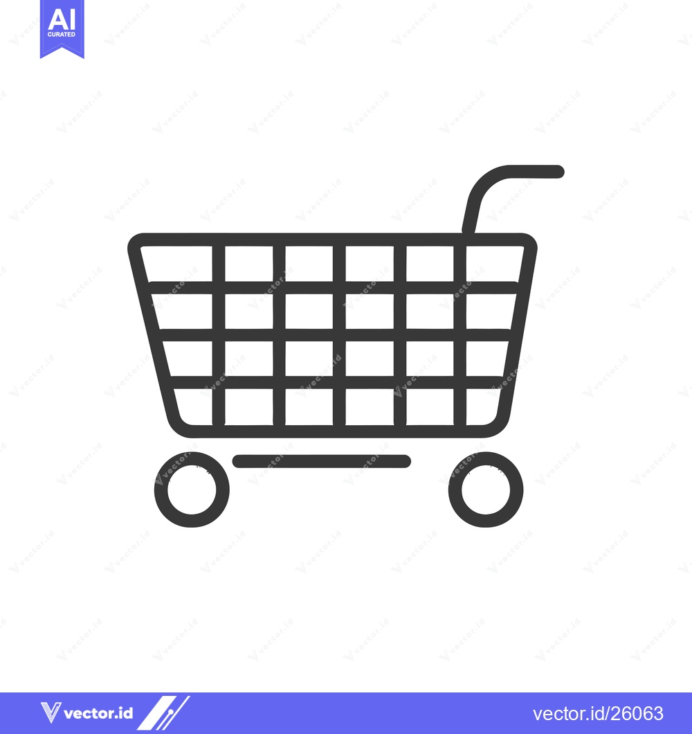 Premium Vector of Black and White Outline of a Shopping Cart with Wheels