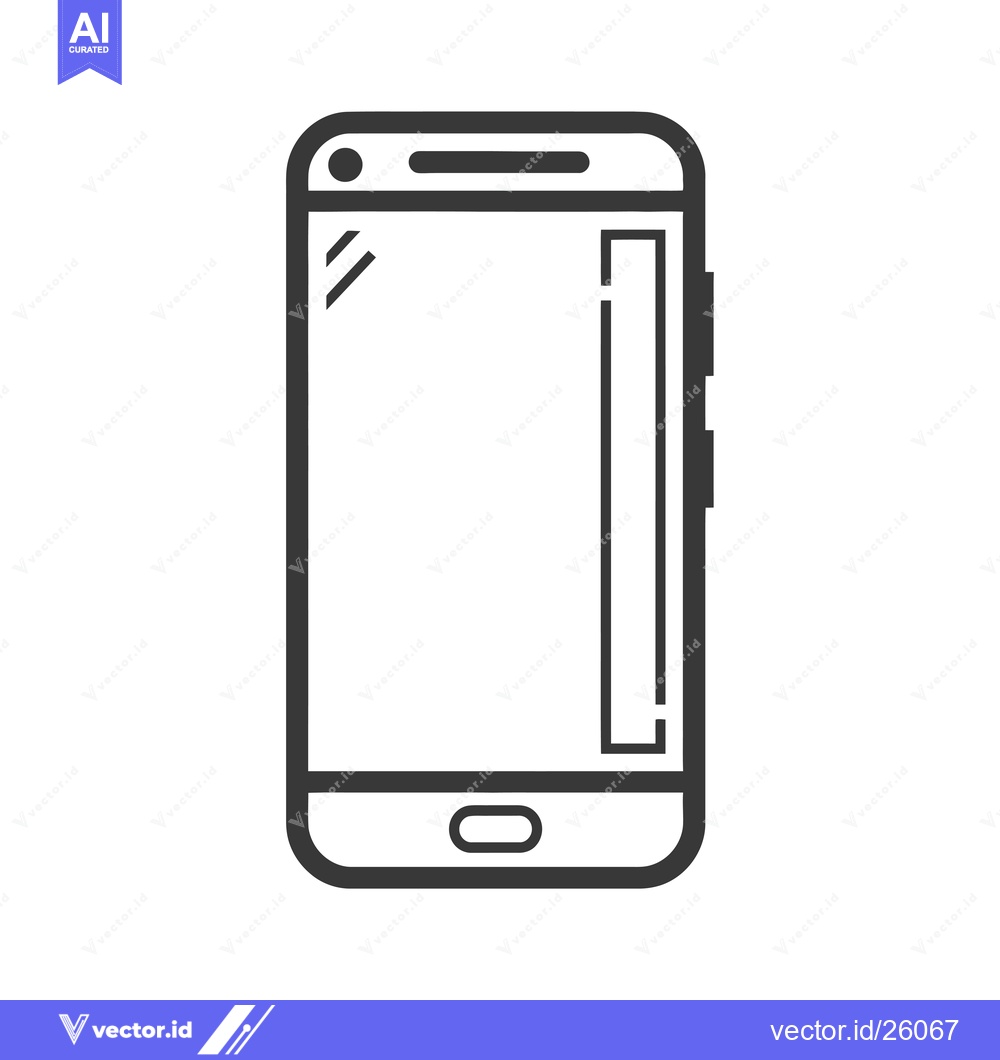 Premium Vector dari Black and White Outline of a Smartphone with a Home Button