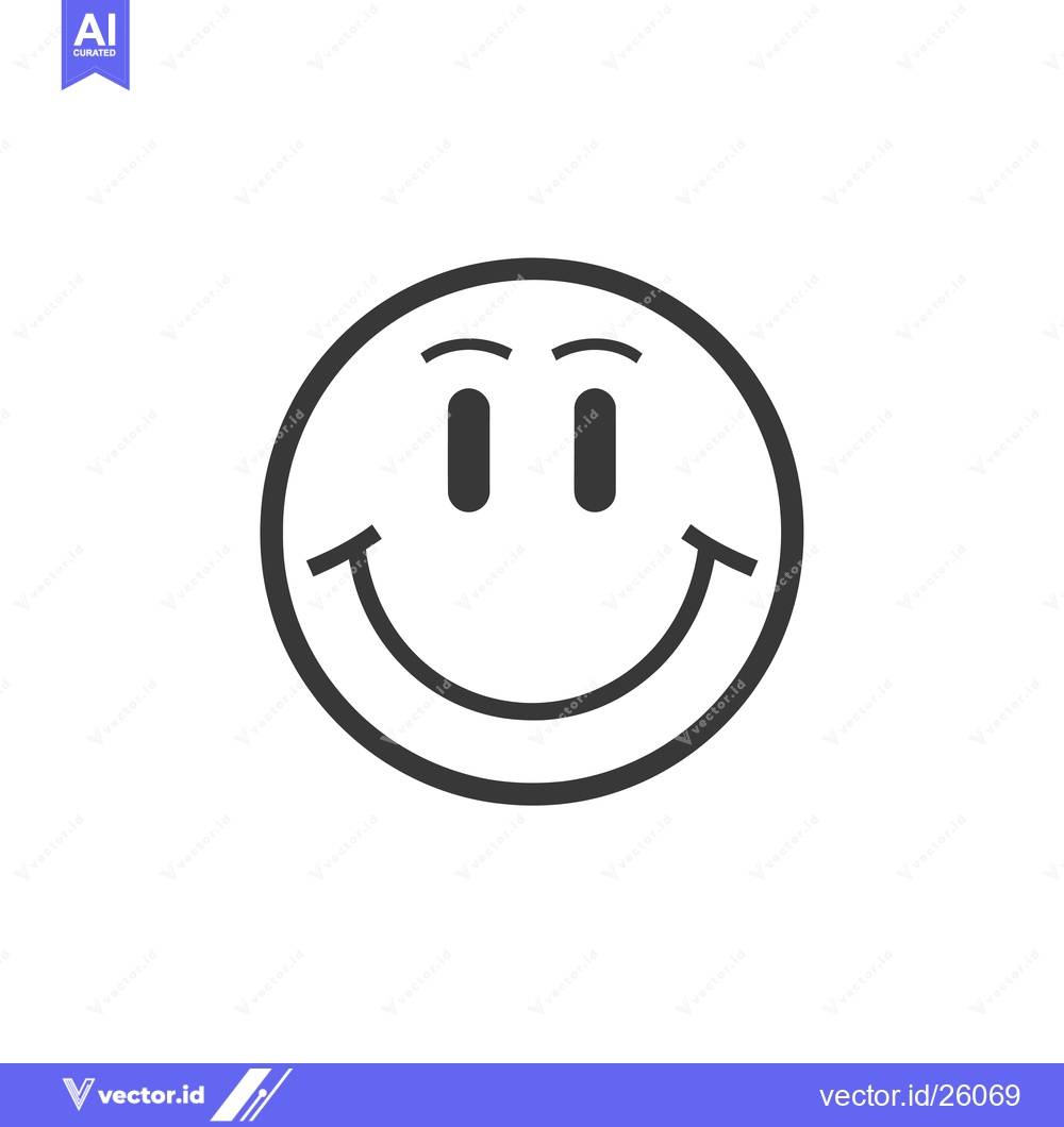 Premium Vector of Black and White Outline of a Smiling Face with Eyes