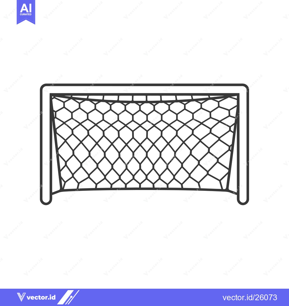 Premium Vector dari Black and white outline of a soccer goal with net