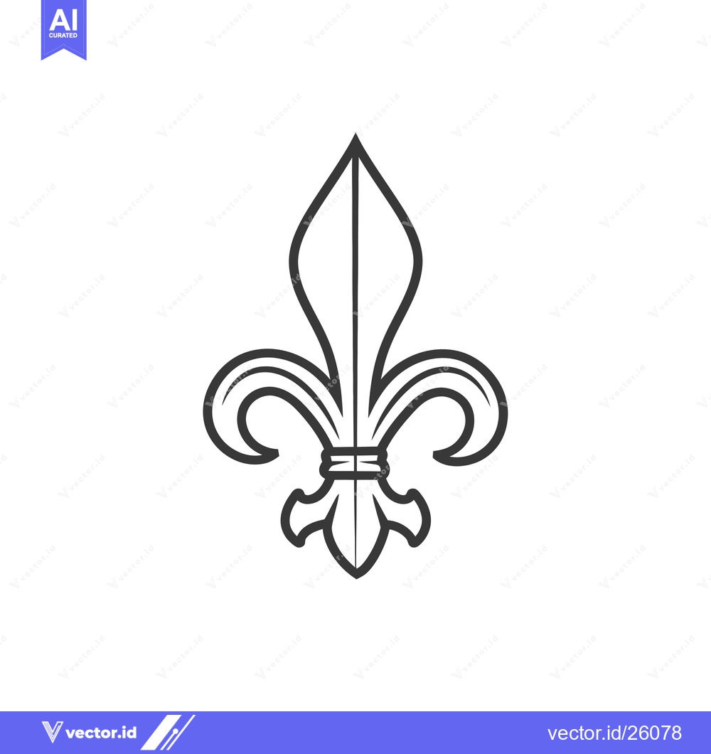 Premium Vector of Black and white outline of a stylized fleur-de-lis