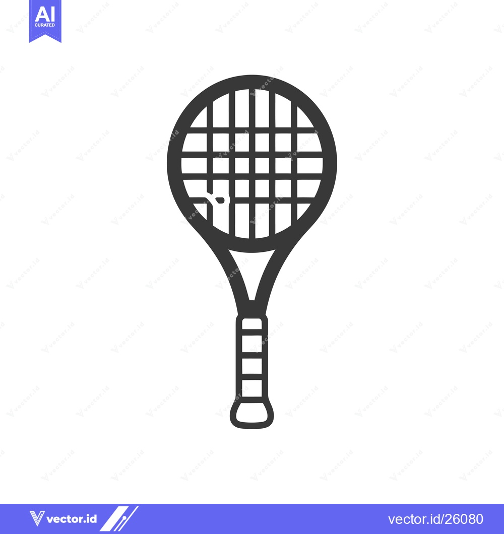 Premium Vector dari Black and white outline of a tennis racket