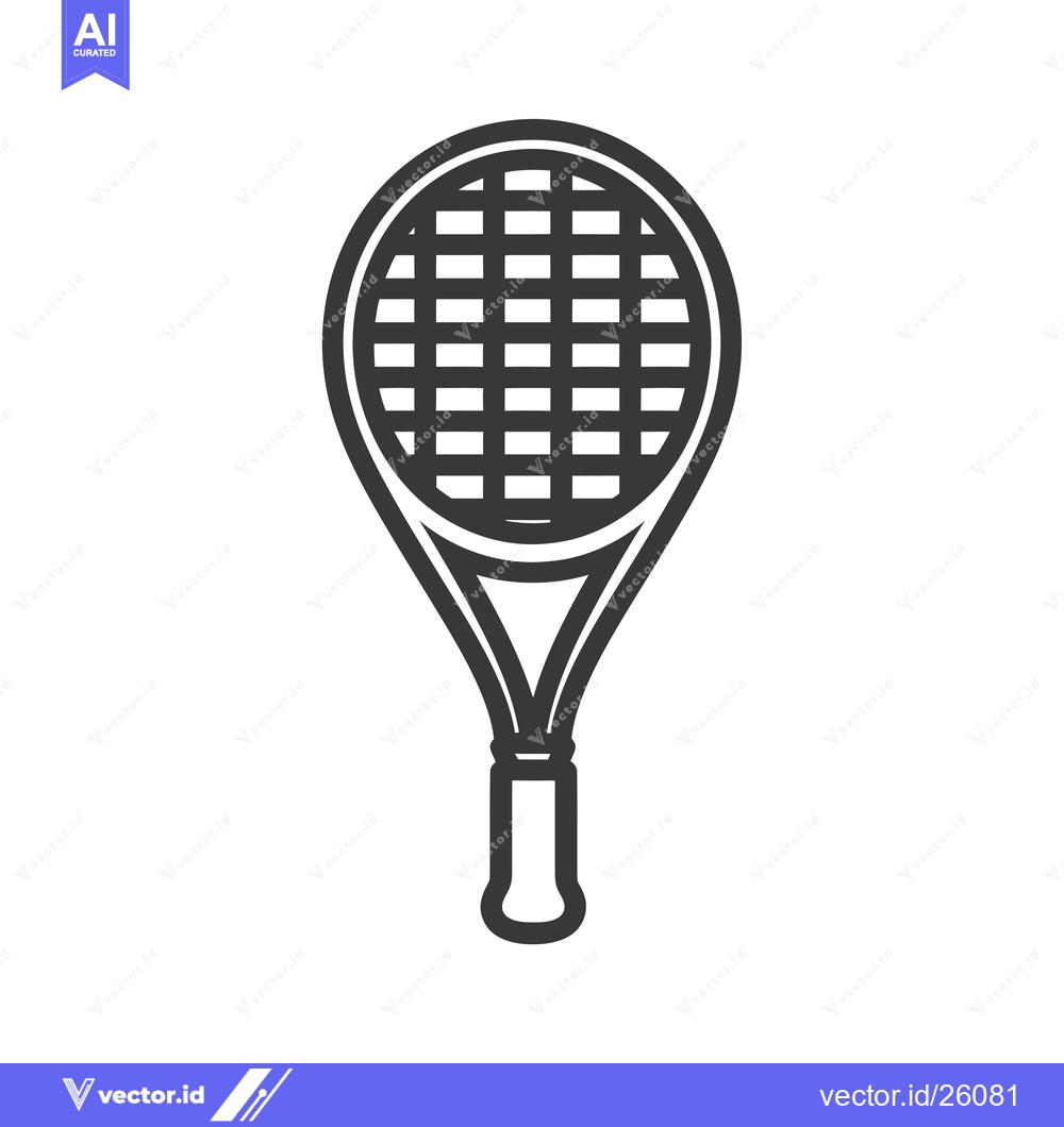 Premium Vector of Black and White Outline of a Tennis Racquet
