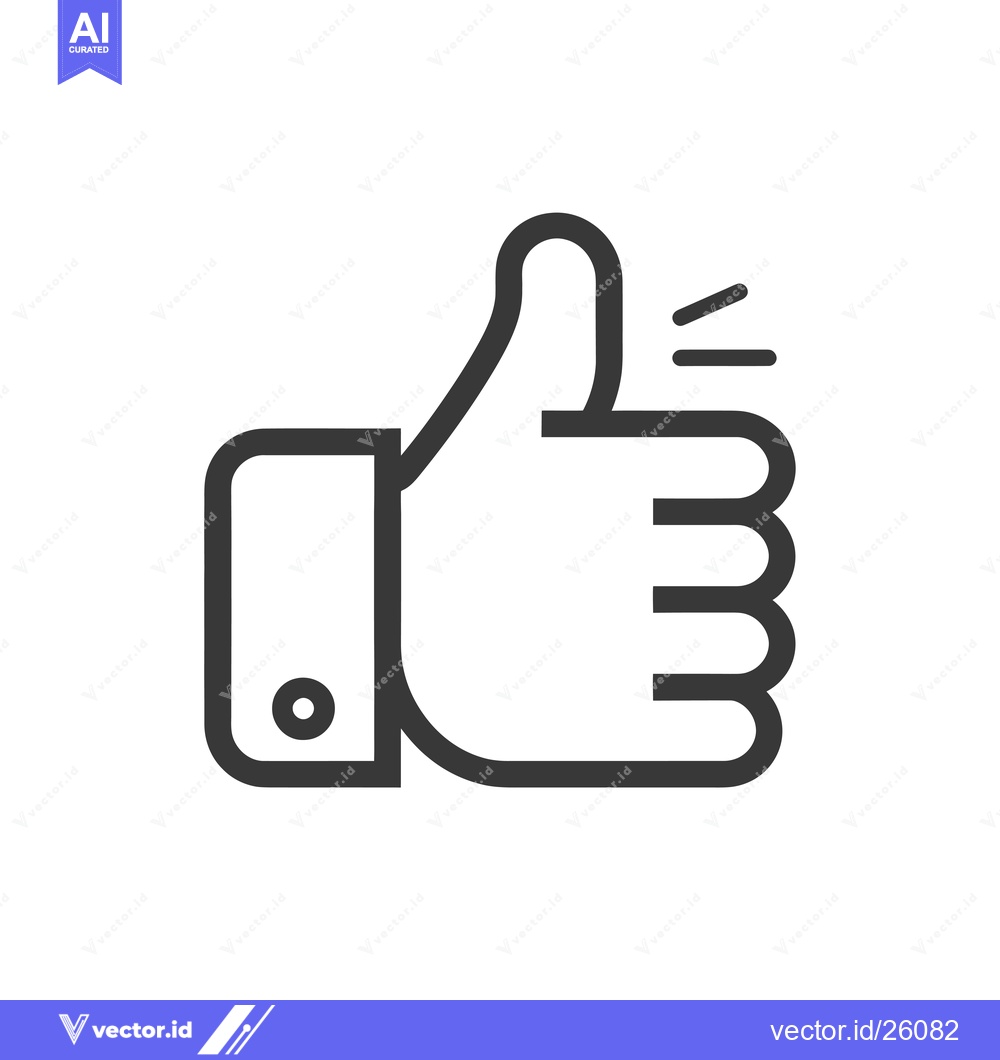 Premium Vector dari Black and White Outline of a Thumbs Up Gesture