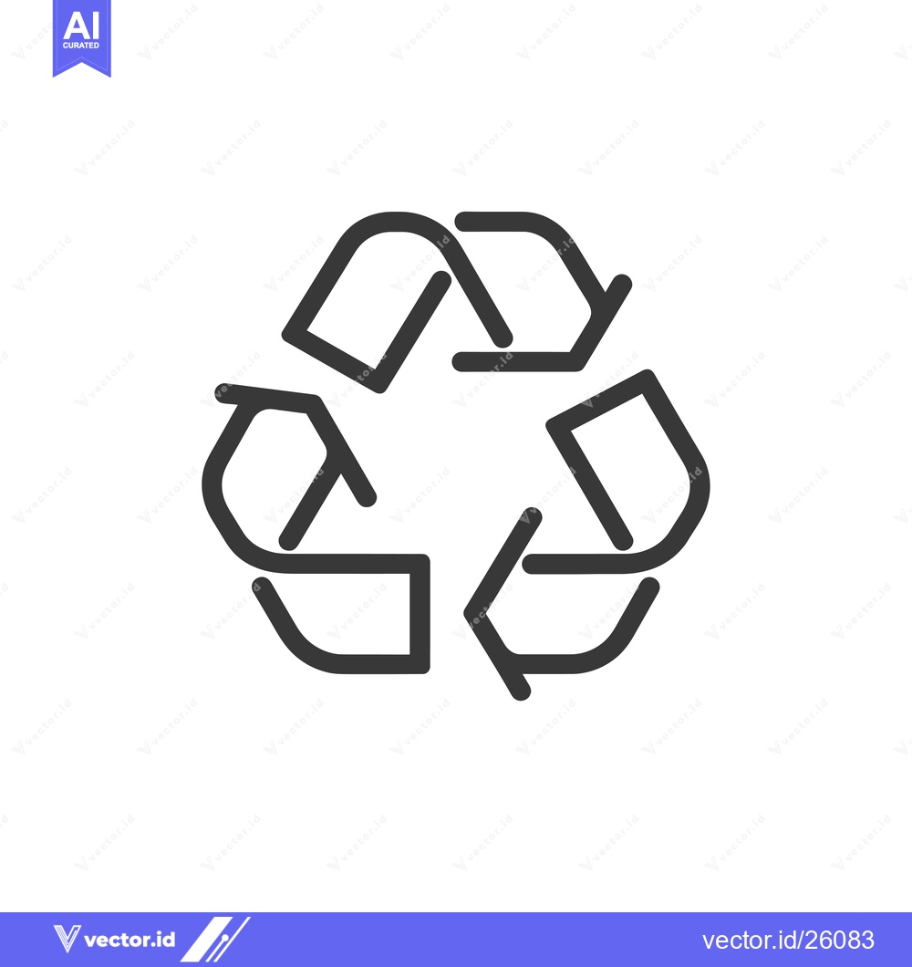 Premium Vector dari Black and white outline of a universal recycling symbol