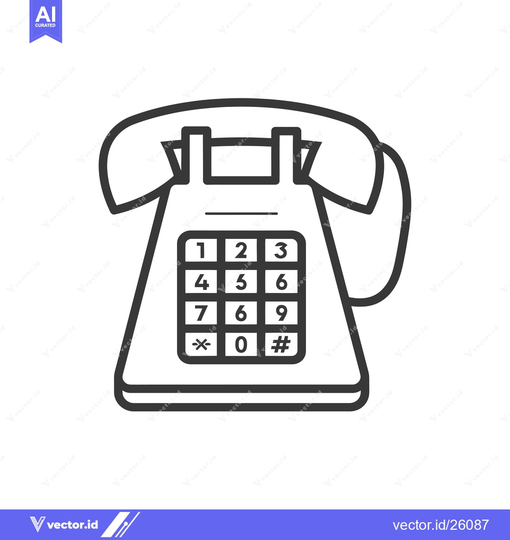Premium Vector dari Black and White Outline of a Vintage Rotary Phone