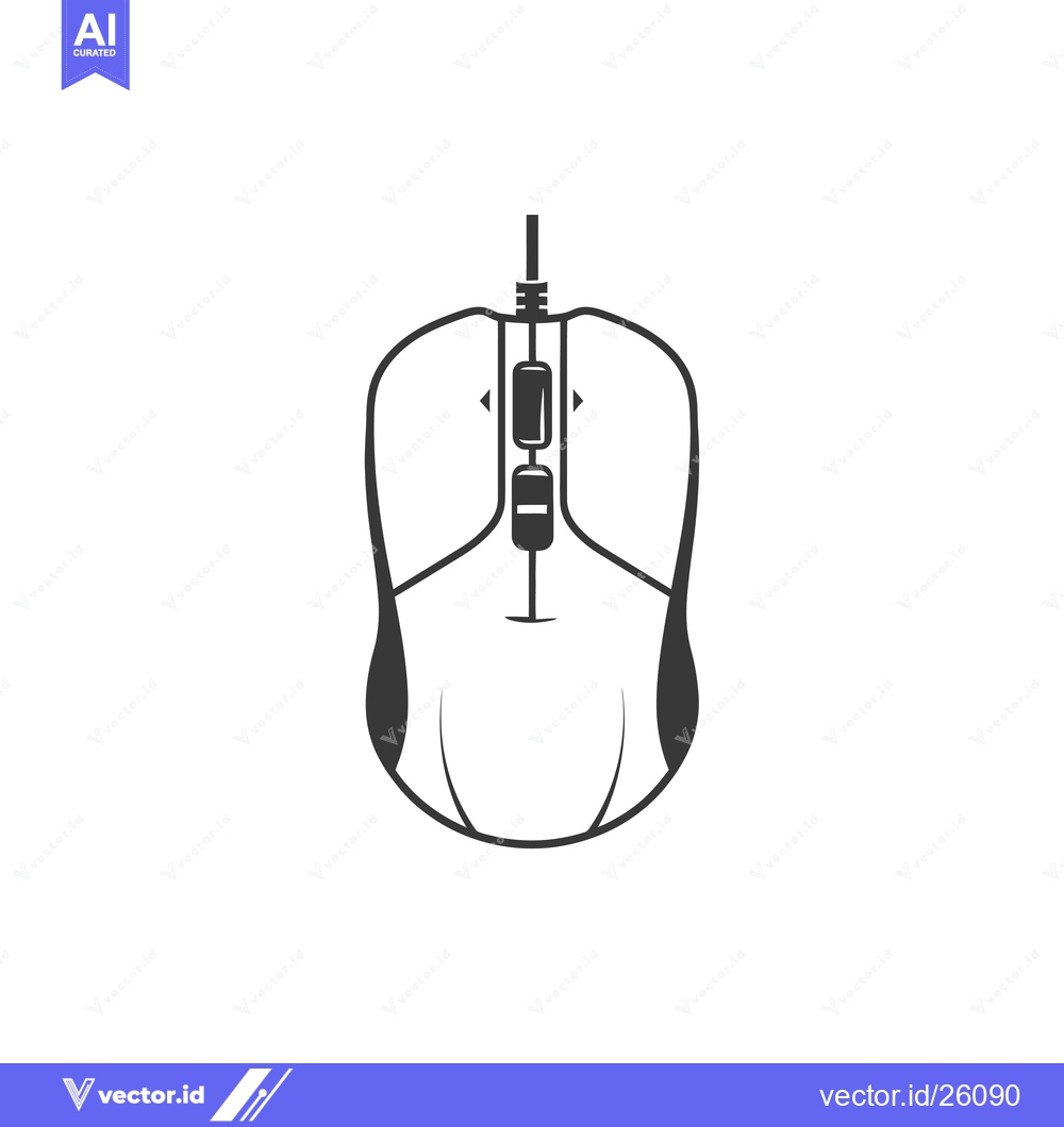 Premium Vector dari Black and White Outline of a Wired Computer Mouse