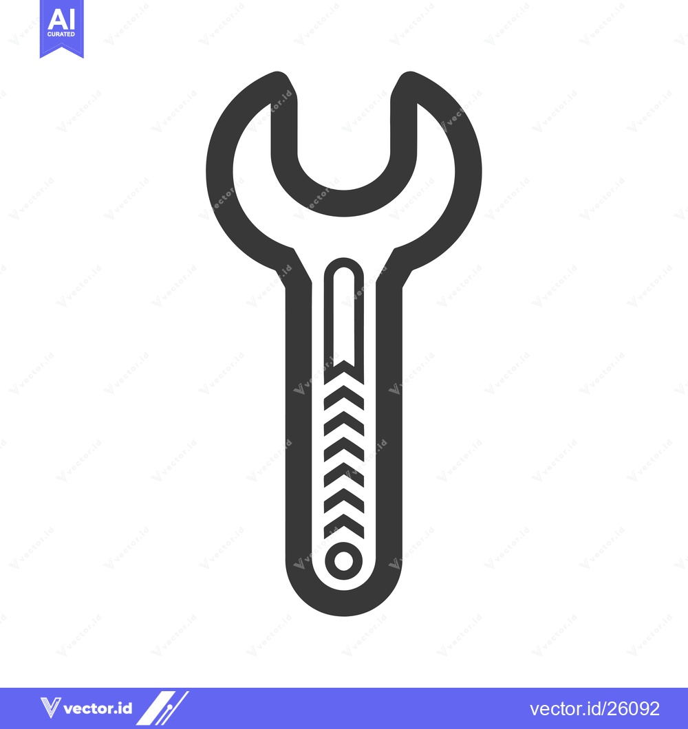 Premium Vector dari Black and White Outline of a Wrench with Chevron Pattern