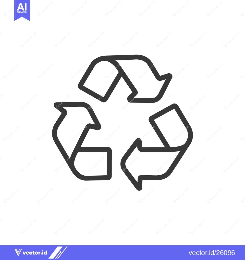 Premium Vector dari Black and white outline of the universal recycling symbol