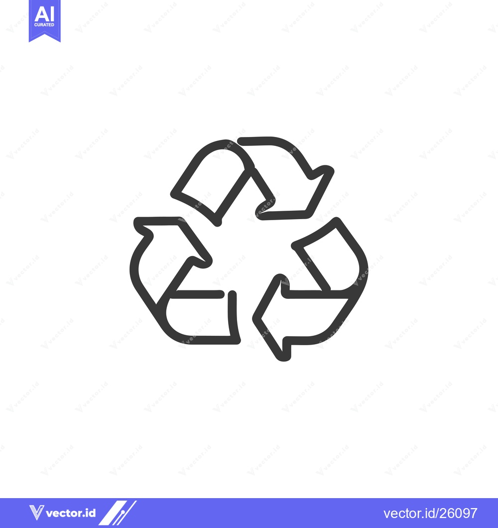 Premium Vector dari Black and white outline of the universal recycling symbol