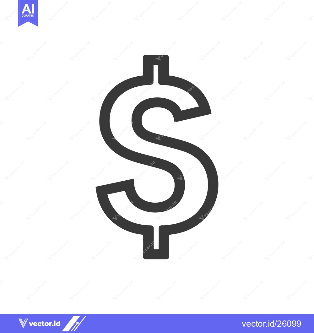 Premium Vector dari Black and white outline of the US dollar sign